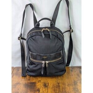 KNOMO London Mini Beauchamp Backpack Black Nylon Gold Hardware Tablet Bag EXC